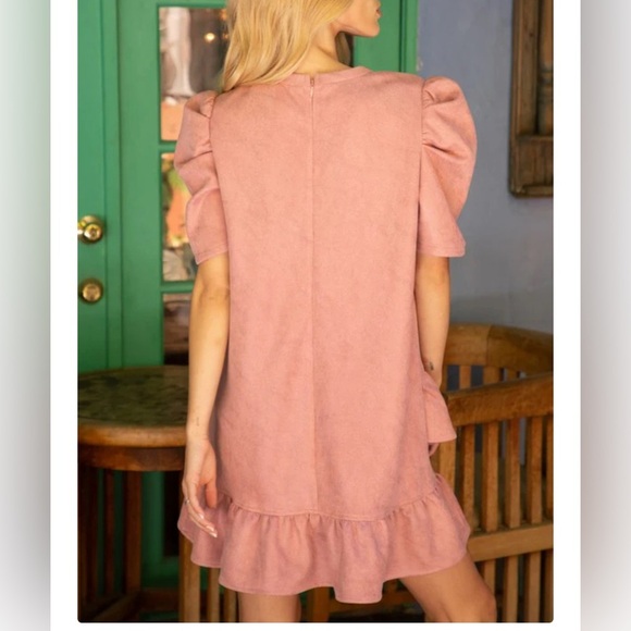 Voy Puff Suede Asymmetrical Hem Dress size M - Picture 3 of 13